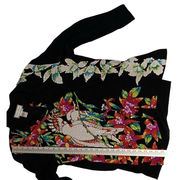 Diane Gilman Silk Sequin Cockatoo Tropical Birds Floral Blouse Size Large VTG - Picture 16 of 16